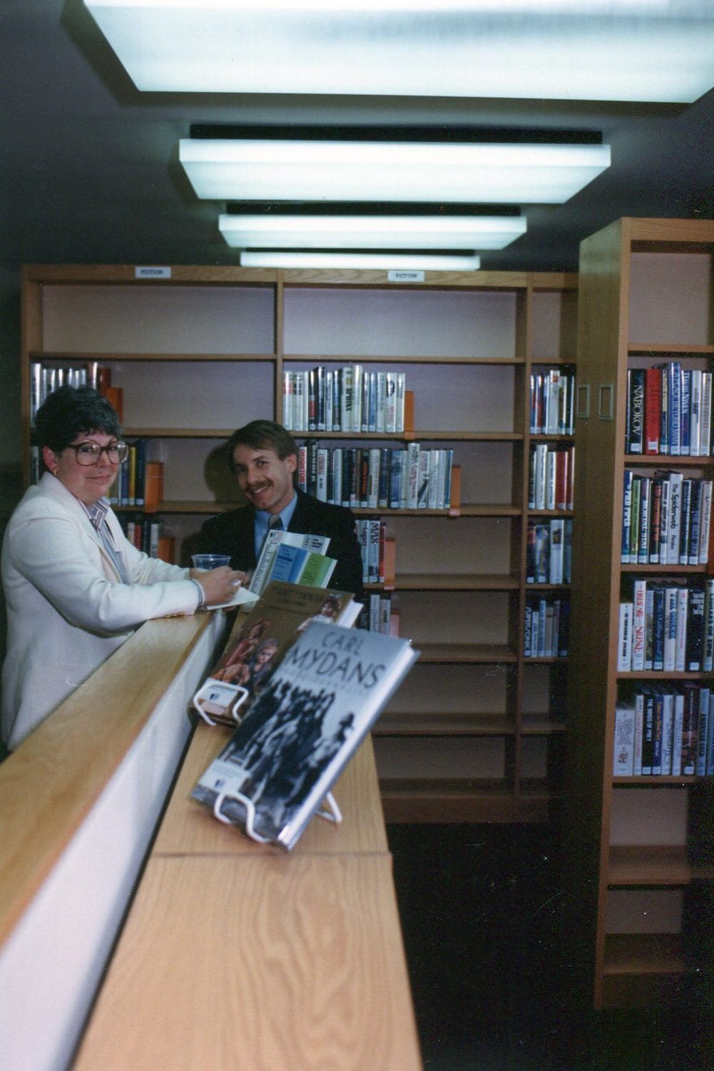 two people inside the newly constructed library addition