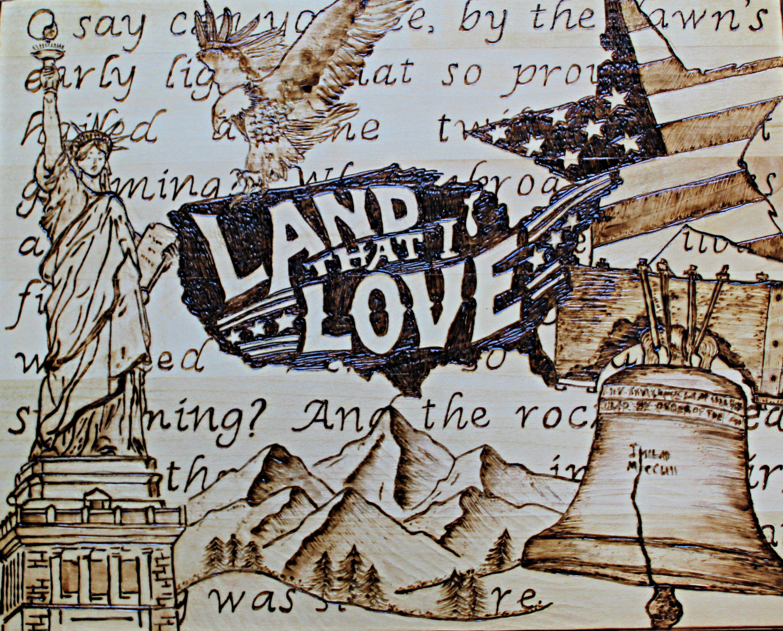 Land that I Love // Kathrine Normand // Wood, Pyrography